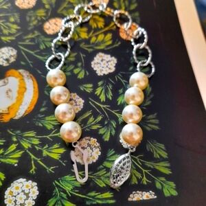 Swarovsky Silver And Pearl Bracelet